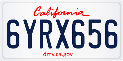 CA license plate 6YRX656