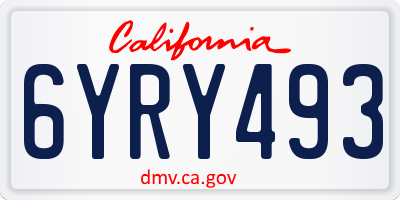 CA license plate 6YRY493