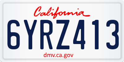 CA license plate 6YRZ413
