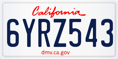 CA license plate 6YRZ543