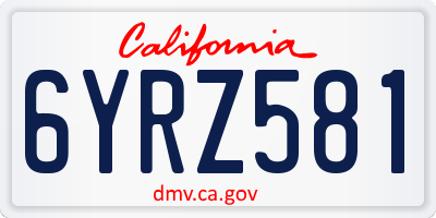 CA license plate 6YRZ581