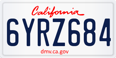 CA license plate 6YRZ684