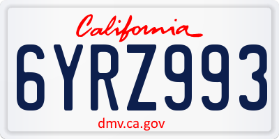 CA license plate 6YRZ993