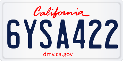 CA license plate 6YSA422