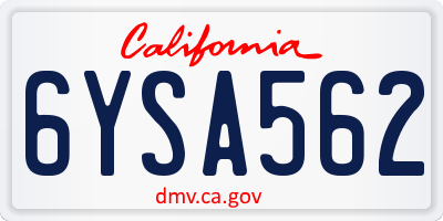 CA license plate 6YSA562