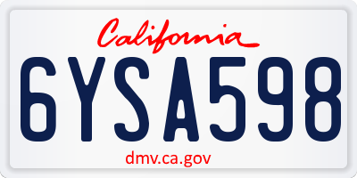 CA license plate 6YSA598