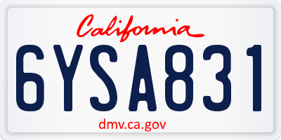 CA license plate 6YSA831