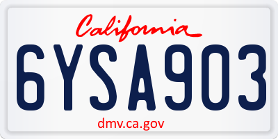 CA license plate 6YSA903