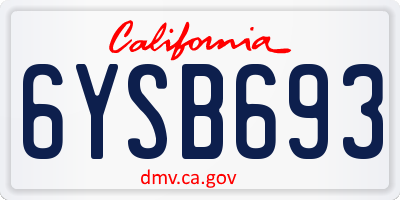 CA license plate 6YSB693