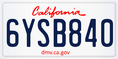 CA license plate 6YSB840