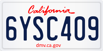 CA license plate 6YSC409