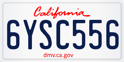 CA license plate 6YSC556