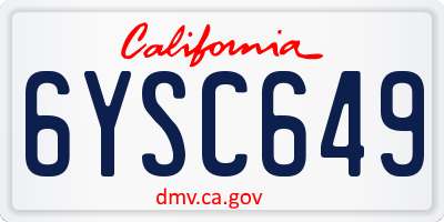 CA license plate 6YSC649