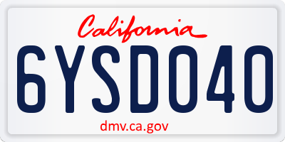 CA license plate 6YSD040