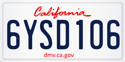 CA license plate 6YSD106