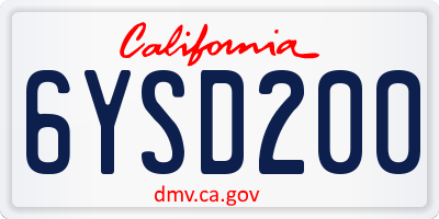 CA license plate 6YSD200