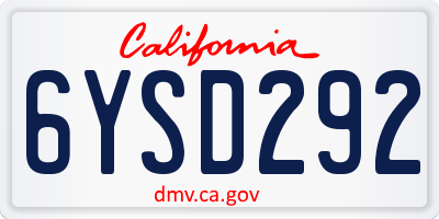 CA license plate 6YSD292