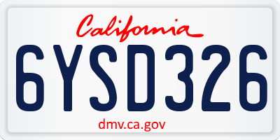 CA license plate 6YSD326