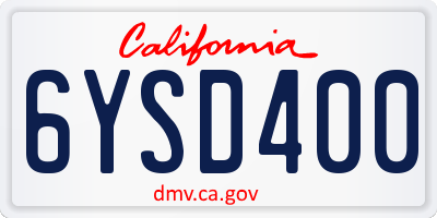 CA license plate 6YSD400