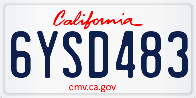 CA license plate 6YSD483
