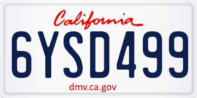 CA license plate 6YSD499