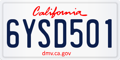 CA license plate 6YSD501