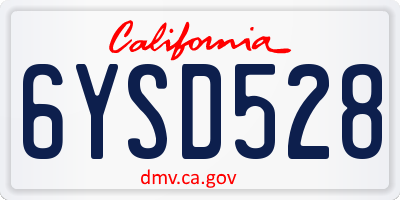 CA license plate 6YSD528