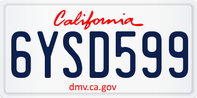 CA license plate 6YSD599