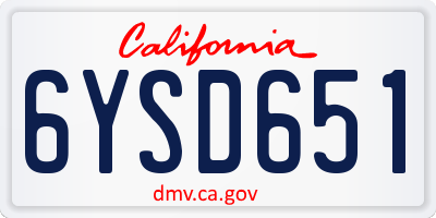 CA license plate 6YSD651