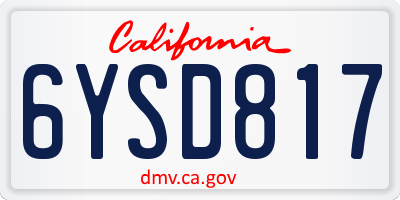 CA license plate 6YSD817