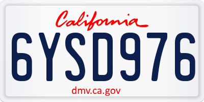 CA license plate 6YSD976