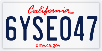 CA license plate 6YSE047