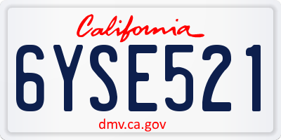 CA license plate 6YSE521