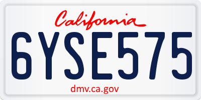 CA license plate 6YSE575