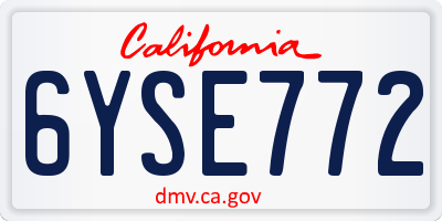 CA license plate 6YSE772
