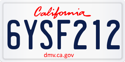 CA license plate 6YSF212
