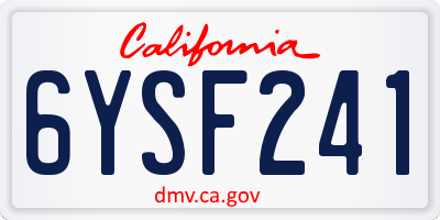 CA license plate 6YSF241