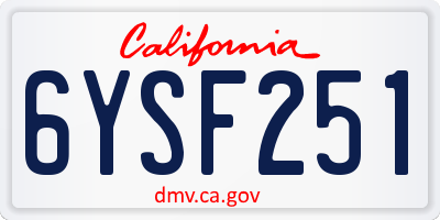 CA license plate 6YSF251