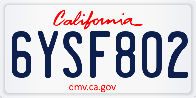 CA license plate 6YSF802
