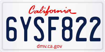 CA license plate 6YSF822