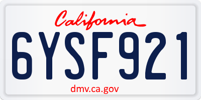 CA license plate 6YSF921
