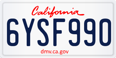 CA license plate 6YSF990