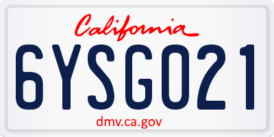 CA license plate 6YSG021