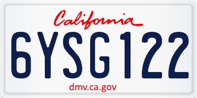 CA license plate 6YSG122