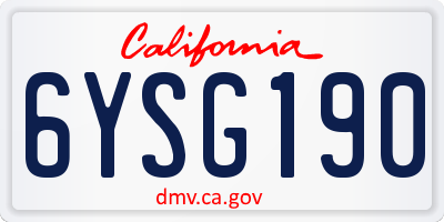 CA license plate 6YSG190