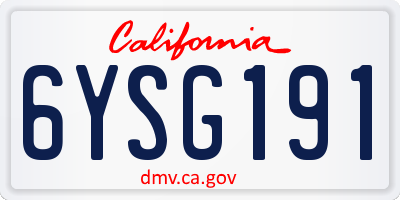 CA license plate 6YSG191