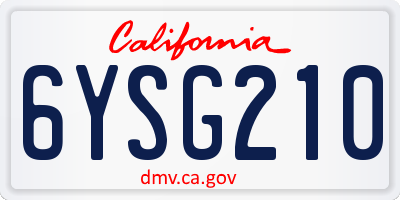 CA license plate 6YSG210