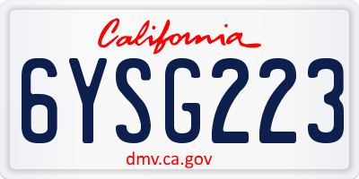 CA license plate 6YSG223