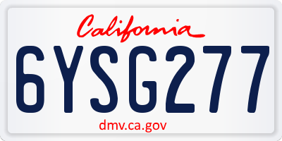 CA license plate 6YSG277