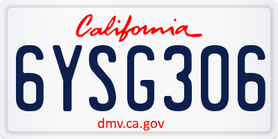 CA license plate 6YSG306